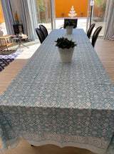 Teal Grey Tablecloth