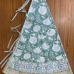 FABRICSG Turquoise and Old Moss Green Indian Floral Hand Block Printed Cotton Cloth Christmas Tree Skirt, Farmhouse Outdoor Home House Farmhouse, Gift for her, gifts