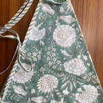 FABRICSG Turquoise and Old Moss Green Indian Floral Hand Block Printed Cotton Cloth Christmas Tree Skirt, Farmhouse Outdoor Home House Farmhouse, Gift for her, gifts