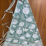 FABRICSG Turquoise and Old Moss Green Indian Floral Hand Block Printed Cotton Cloth Christmas Tree Skirt, Farmhouse Outdoor Home House Farmhouse, Gift for her, gifts