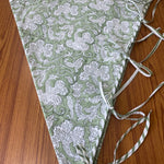 FABRICSG Sage Green and White Indian Floral Hand Block Printed Pure Cotton Cloth Christmas Tree Skirt with Border, Holiday Farmhouse Christmas, Gift for her, gifts