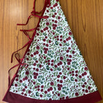 FABRICSG Garnet Red, Emerald and Moss Green Cherry Print Indian Floral Hand Block Printed Cotton Cloth Christmas Tree Skirt, Holiday Decor, Home, Gift for her, Valentine's day, Spring, Easter