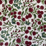 FABRICSG Garnet Red, Emerald and Moss Green Cherry Print Indian Floral Hand Block Printed Cotton Cloth Christmas Tree Skirt, Holiday Decor, Home, Gift for her, Valentine's day, Spring, Easter