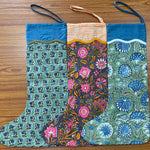 FABRICSG Mix Bag of Indian Floral Hand Block Printed Cotton Cloth Christmas Stocking, Christmas Decor, Handmade Decor, BOHO, , Gift for her, gifts