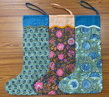 FABRICSG Mix Bag of Indian Floral Hand Block Printed Cotton Cloth Christmas Stocking, Christmas Decor, Handmade Decor, BOHO, , Gift for her, gifts