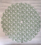 FABRICSG Indian Floral Hand Block Printed Piping Scallops Cotton Cloth Christmas Tree Skirt, Farmhouse Outdoor Home House Christmas Decor Unique
