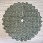 FABRICSG Indian Floral Hand Block Printed Piping Scallops Cotton Cloth Christmas Tree Skirt, Farmhouse Outdoor Home House Christmas Decor Unique