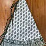 FABRICSG Juniper Green, White Indian Leaf Print Hand Block Printed Cotton Cloth Christmas Tree Skirt, Holiday Decor Home Farmhouse, Christmas Decor, Gift for her, gifts