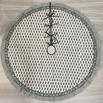 FABRICSG Juniper Green, White Indian Leaf Print Hand Block Printed Cotton Cloth Christmas Tree Skirt, Holiday Decor Home Farmhouse, Christmas Decor, Gift for her, gifts