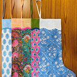 FABRICSG Mix Bag of Indian Floral Hand Block Printed Cotton Cloth Christmas Stocking, Christmas Decor, Handmade Decor, BOHO, , Gift for her, gifts