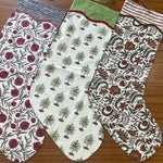 FABRICSG Mix Bag of Indian Floral Hand Block Printed Cotton Cloth Christmas Stocking, Christmas Decor, Handmade Decor,BOHO, , Gift for her, gifts