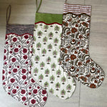 FABRICSG Mix Bag of Indian Floral Hand Block Printed Cotton Cloth Christmas Stocking, Christmas Decor, Handmade Decor,BOHO, , Gift for her, gifts