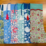 FABRICSG Mix Bag of Indian Floral Hand Block Printed Cotton Cloth Christmas Stocking, Christmas Decor, Handmade Decor, BOHO, , Gift for her, gifts