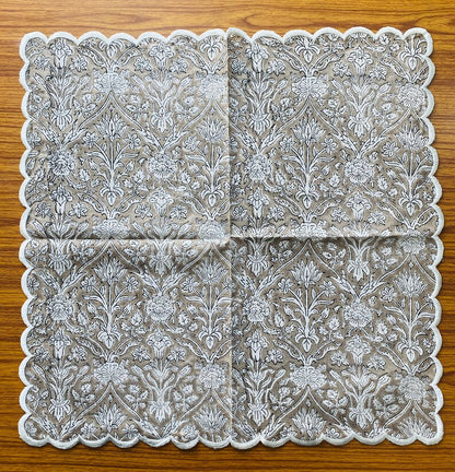 Taupe Color Scallop Embroidery Napkins