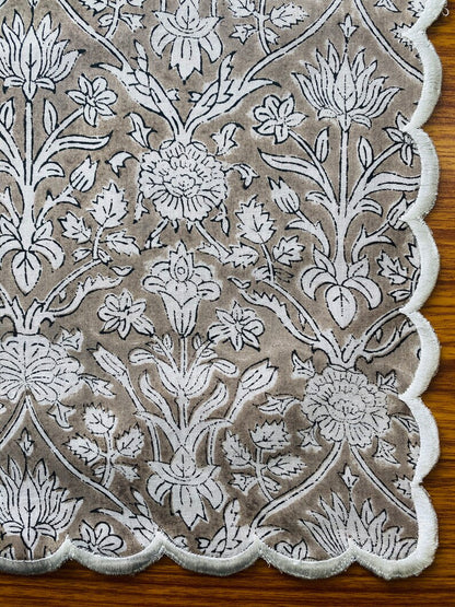 Taupe Color Scallop Embroidery Napkins