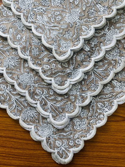 Taupe Color Scallop Embroidery Napkins