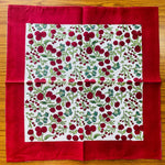 Garnet Red, Emerald Green Indian Floral Hand Block Printed Cotton Cloth Border Napkins Size 20x20"