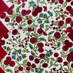 Garnet Red, Emerald Green Indian Floral Hand Block Printed Cotton Cloth Border Napkins Size 20x20"