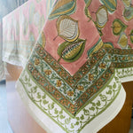 Salmon Pink Leaf Print Tablecloth