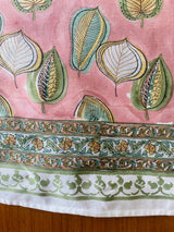 Salmon Pink Leaf Print Tablecloth