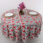 Coral and Turquoise Green Round Tablecloth