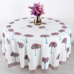 Red Palm Tree Round Tablecloth