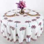 Red Palm Tree Round Tablecloth