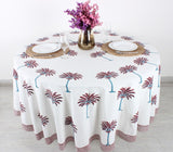 Red Palm Tree Round Tablecloth