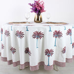 Red Palm Tree Round Tablecloth