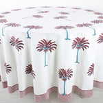 Red Palm Tree Round Tablecloth