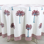 Red Palm Tree Round Tablecloth