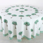 Green Palm Tree Round Tablecloth