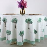 Green Palm Tree Round Tablecloth