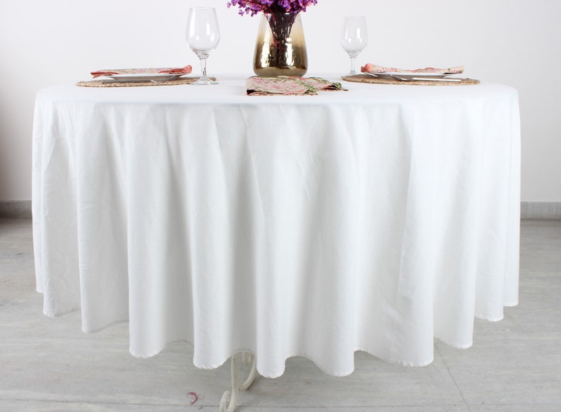 White Round Tablecloth