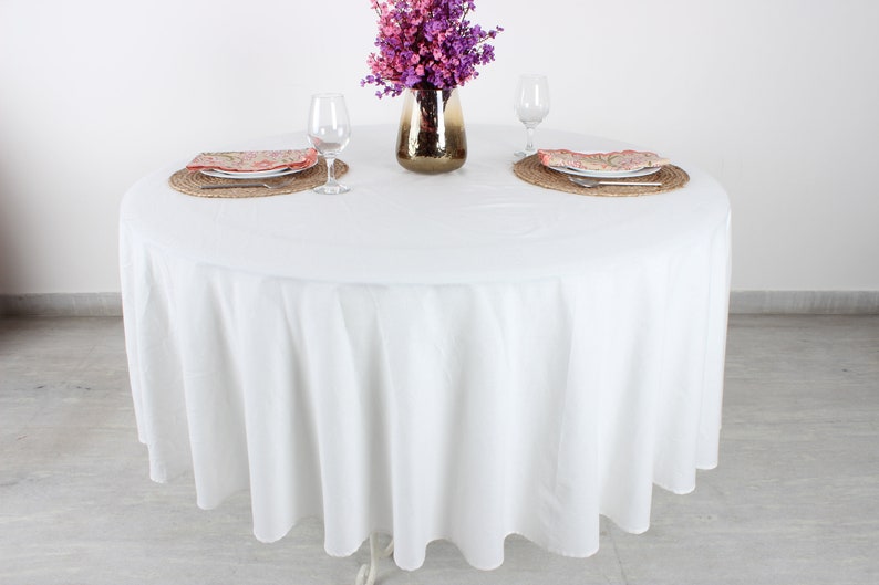 White Round Tablecloth