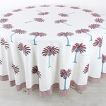 Red Palm Tree Round Tablecloth