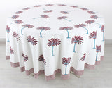 Red Palm Tree Round Tablecloth