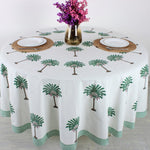 Green Palm Tree Round Tablecloth