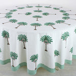 Green Palm Tree Round Tablecloth