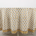 Vintage Yellow Drip Flower Round Tablecloth