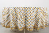 Vintage Yellow Drip Flower Round Tablecloth