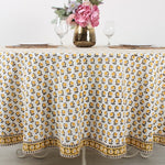 Vintage Yellow Drip Flower Round Tablecloth