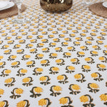Vintage Yellow Drip Flower Round Tablecloth