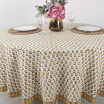 Vintage Yellow Drip Flower Round Tablecloth