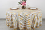 Vintage Yellow Drip Flower Round Tablecloth