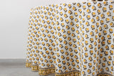 Vintage Yellow Drip Flower Round Tablecloth
