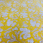 Saffron Yellow and Off White Hand-Block Printed Cotton Cloth