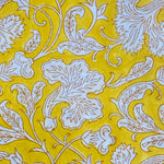Saffron Yellow and Off White Hand-Block Printed Cotton Cloth