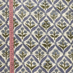 Light Steel Blue Hand-Block Printed Cotton Cloth