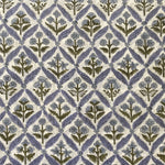 Light Steel Blue Hand-Block Printed Cotton Cloth